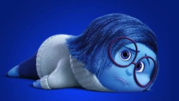 Pixar Animation Studios Sadness movie inside out lying down sad