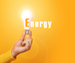 Orange energy light bulb